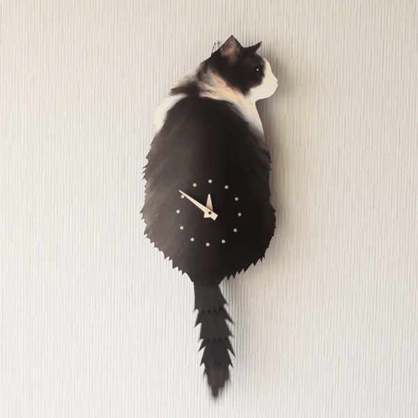 掛け時計・置き時計 藤井 啓太郎 猫時計 ノルウェージャンフォレスト 