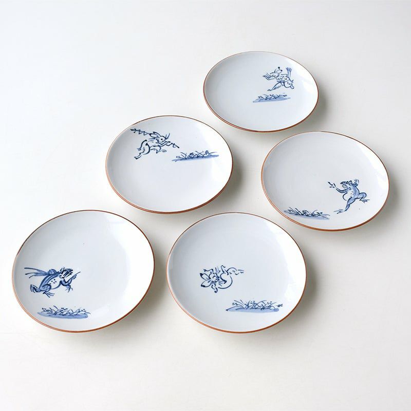 小皿・取皿（約9～14cm） 鳥獣戯画 銘々皿 染付〈5枚〉 京焼