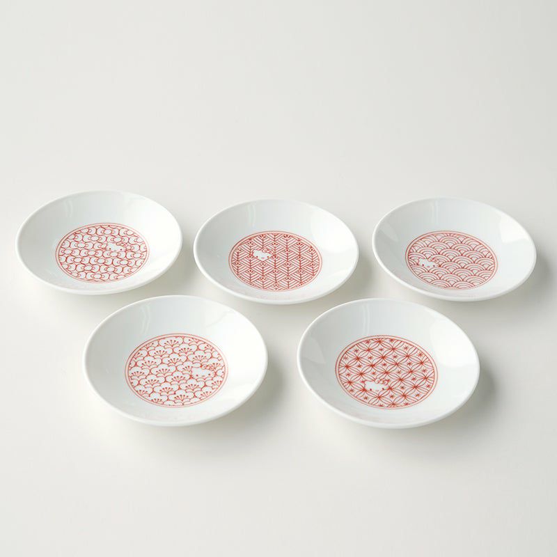 小皿・取皿（約9～14cm） ハローキティ 吉祥文 小皿（赤）〈5枚〉 |皿 