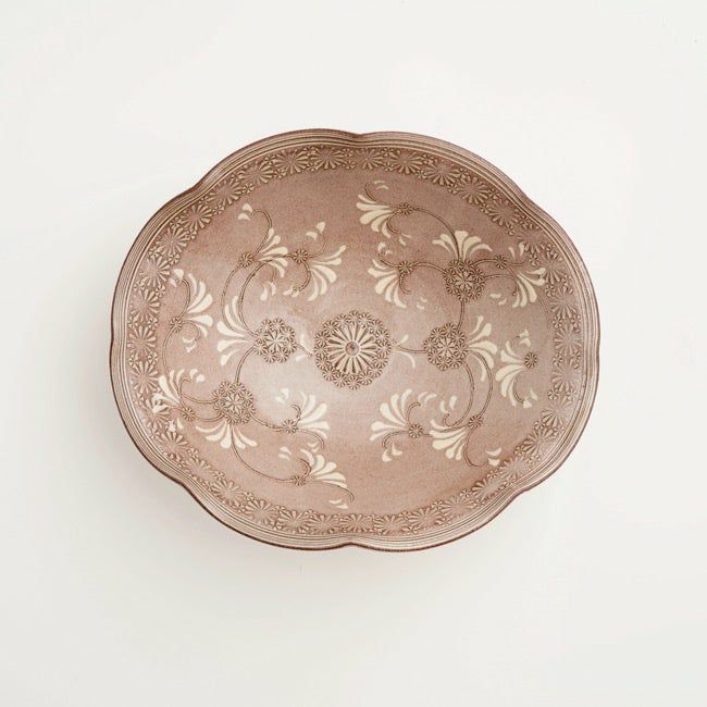 【3点セット】陶楽 紫彩華紋 器+楕円形小鉢+小皿