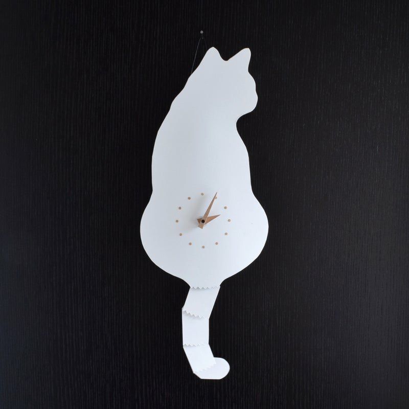 掛け時計・置き時計 藤井 啓太郎 猫時計 シロ |皿や鉢など和食器の 