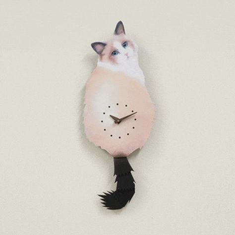 掛け時計 猫のしっぽ 藤井啓太郎 - 掛時計/柱時計