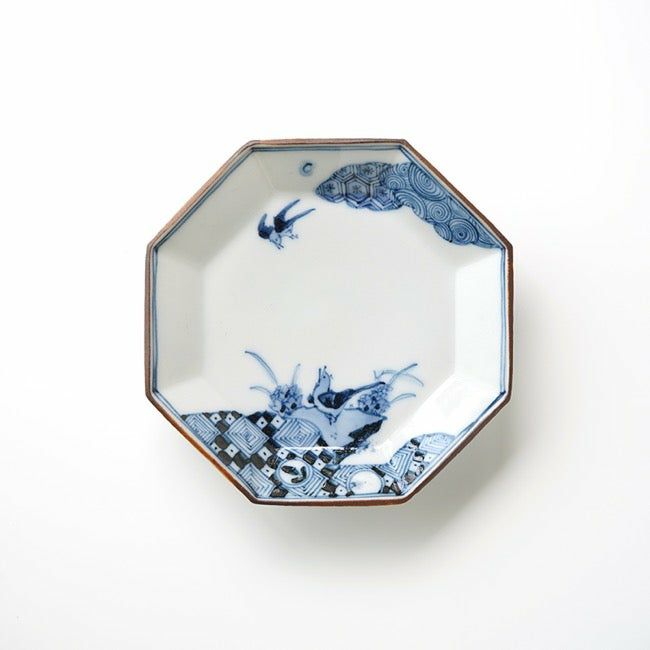 山本長左（やまもとちょうざ） 【山本長左】八角小皿 花鳥〈1枚