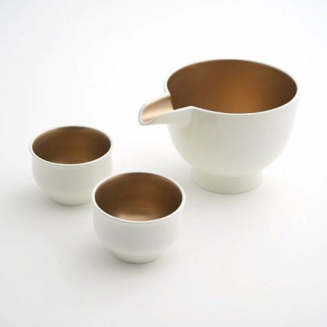【越前塗】酒器セット シャンパンゴールド〈片口1個・ぐい呑み2個〉