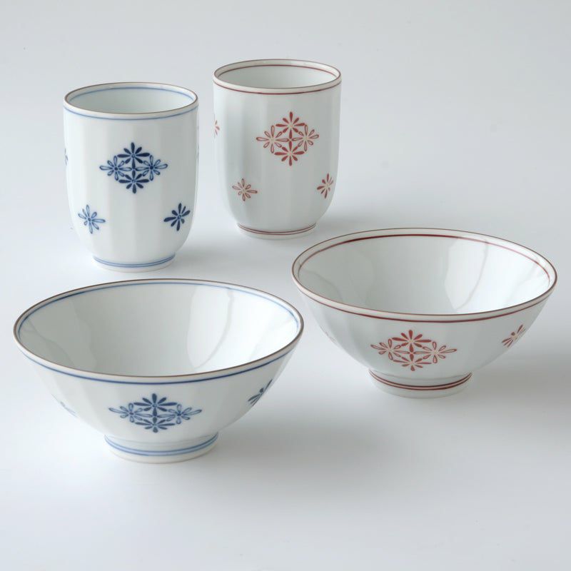 シリーズ以外・その他 菊菱 夫婦揃〈茶碗2個・湯呑2個〉 美濃焼