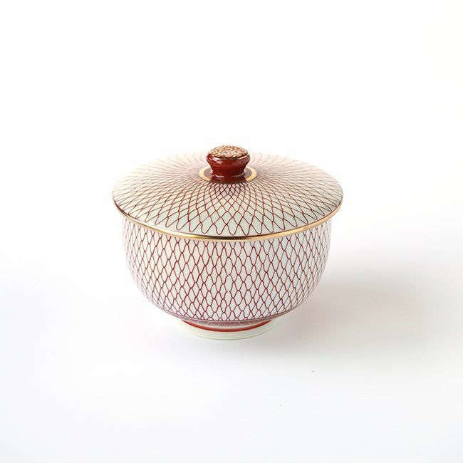 SALE 【九谷焼SALE】赤網 蓋付二客碗〈2客〉 |皿や鉢など和食器の通販