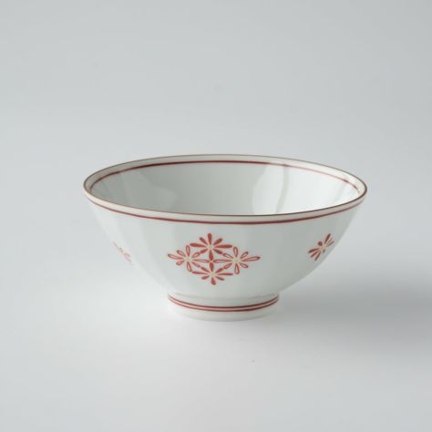 単品 菊菱 飯茶碗（赤）〈1個〉