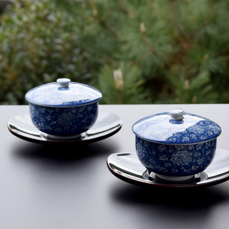 シリーズ以外・その他 染牡丹 蓋付お茶呑茶碗（木箱入）〈5客〉 美濃焼 