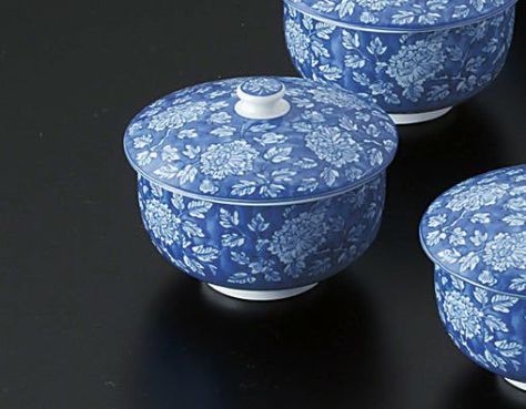 蓋付き 単品 染牡丹 蓋付お茶呑茶碗〈1客〉 美濃焼 |皿や鉢など和食器 