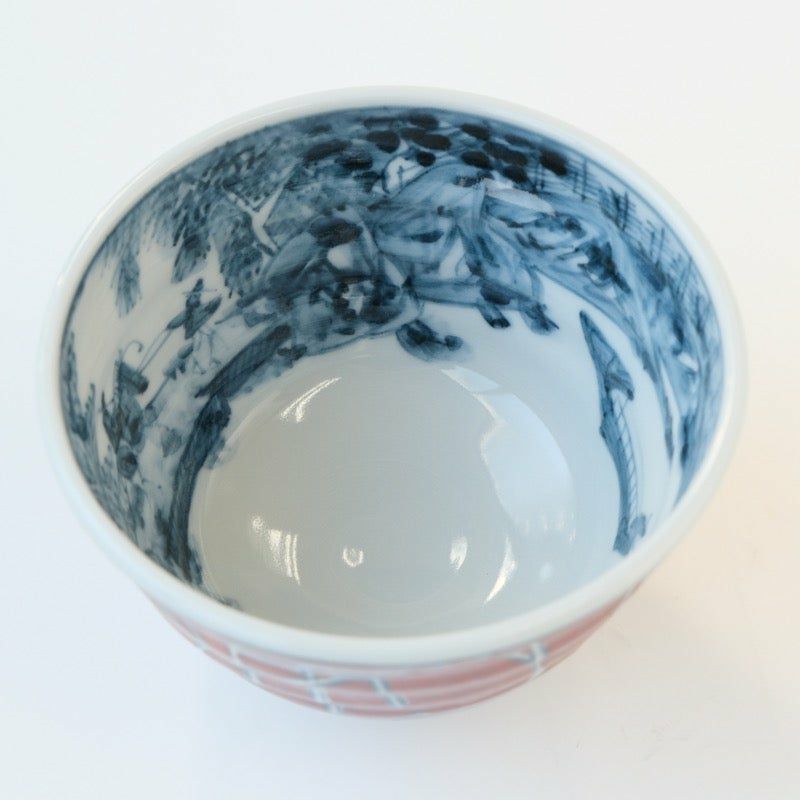 山水画の陶器椀 直径約40cm 