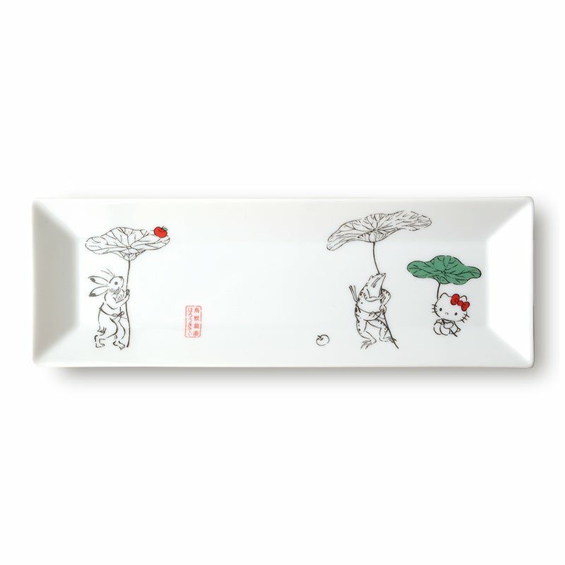 ハローキティ 鳥獣戯画 ハローキティ 鳥獣戯画 長角皿（蓮の傘）〈1枚