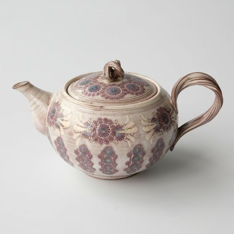 紫三島 森里陶楽作 teapot 京焼清水焼 新品未使用品 - 食器