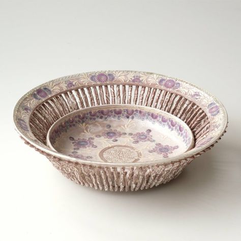 森里陶楽】紫彩華紋 八寸透かし皿〈1枚〉 | 京都 皿や鉢など和食器の