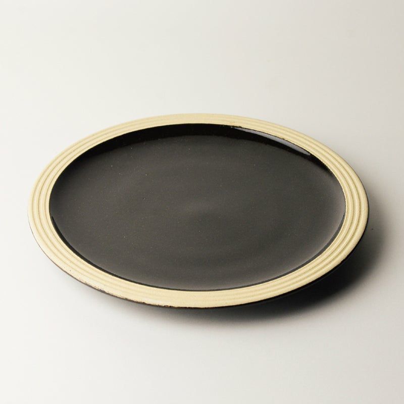 益子焼】『 黒釉大皿 径45cm S1018 』 民藝 料亭 日本料理 懐石 和食器 
