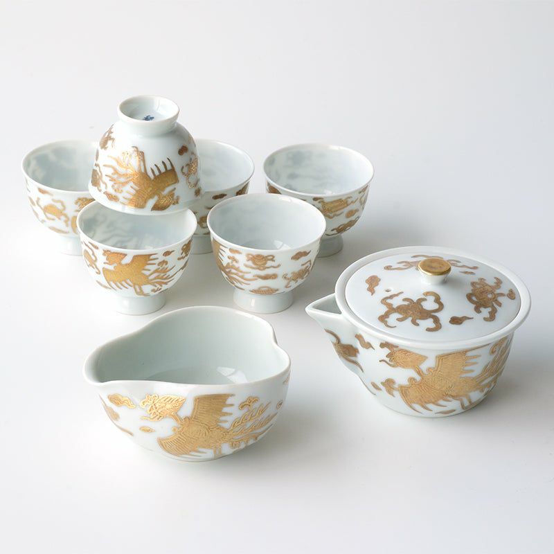 井上春峰（いのうえしゅんほう） 【井上春峰】染付腰捻 煎茶器揃〈煎茶 