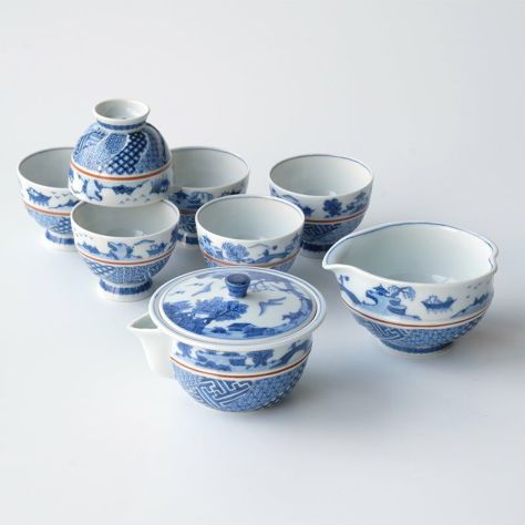 【井上春峰】祥瑞紋 煎茶器揃〈煎茶碗6個・宝瓶1個・湯さまし1個〉