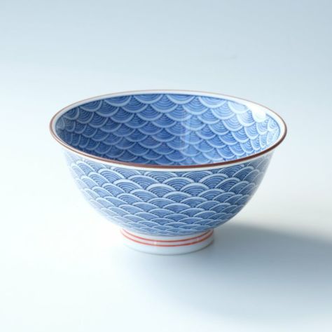 【波佐見焼】青海波尽し 飯碗朱〈1個〉