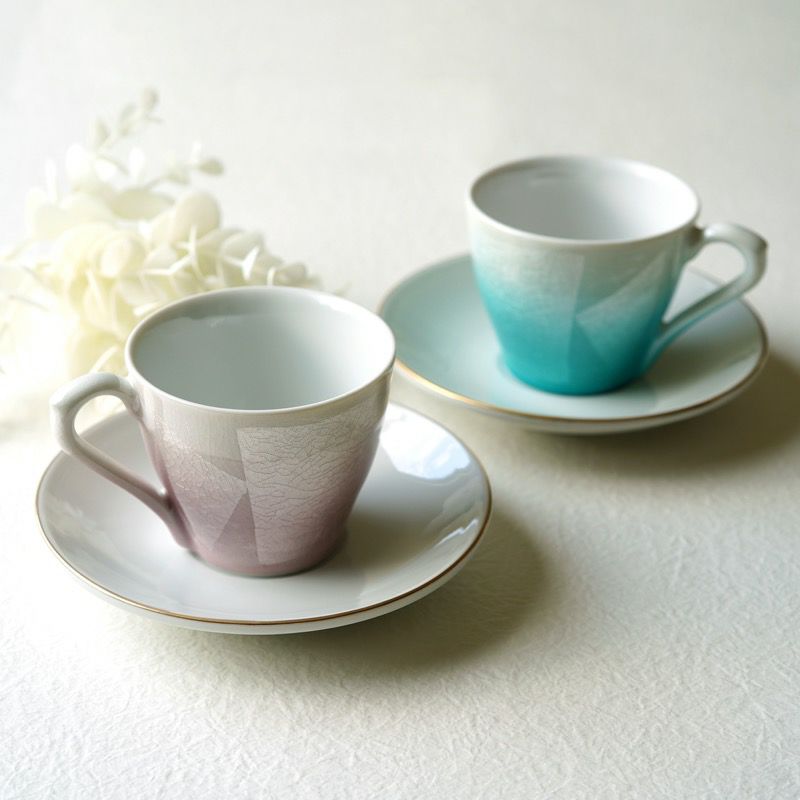 カップ＆ソーサー 【九谷焼】ペアコーヒー・銀彩〈2組〉 |皿や鉢など和 
