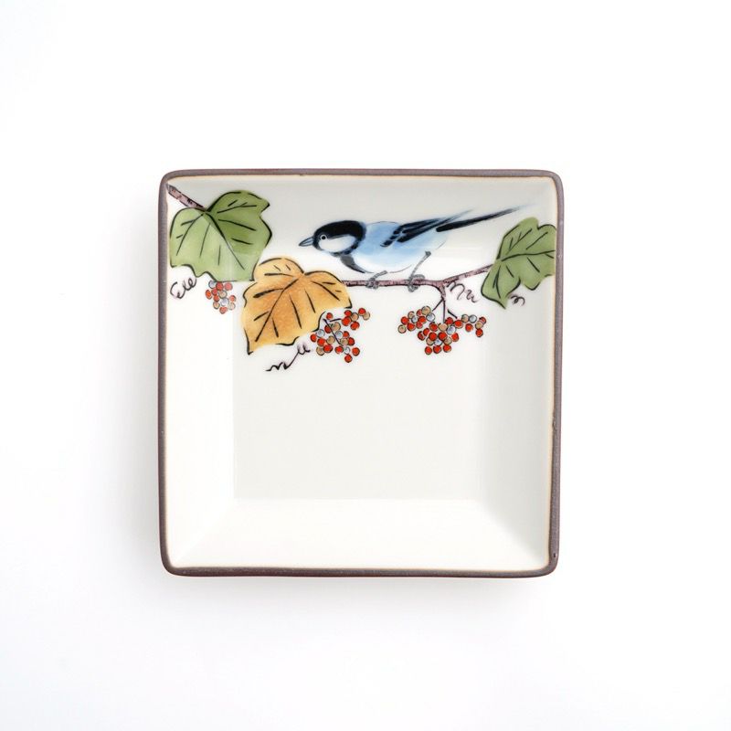 角皿・焼物皿 【九谷焼】3号皿揃 ぶどうに鳥〈5枚〉 |皿や鉢など和食器 