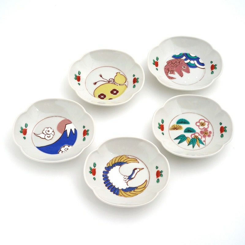 小皿・取皿（約9～14cm） 【九谷焼】3.5号皿揃 縁起物〈5枚〉 |皿や鉢 