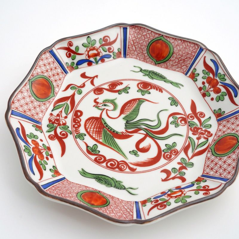 中皿（約15～23cm） 【九谷焼】6.5号皿揃 赤絵鳳凰〈5枚〉 |皿や鉢など 