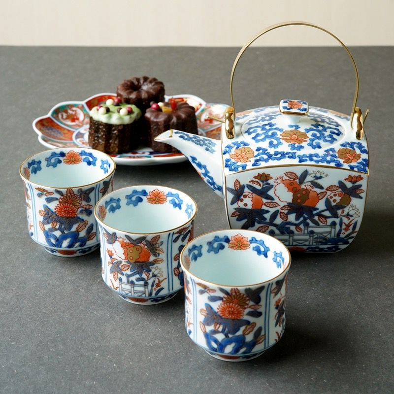 古伊万里シリーズ 【波佐見焼】古伊万里柘榴 土瓶 茶器揃〈土瓶1個 