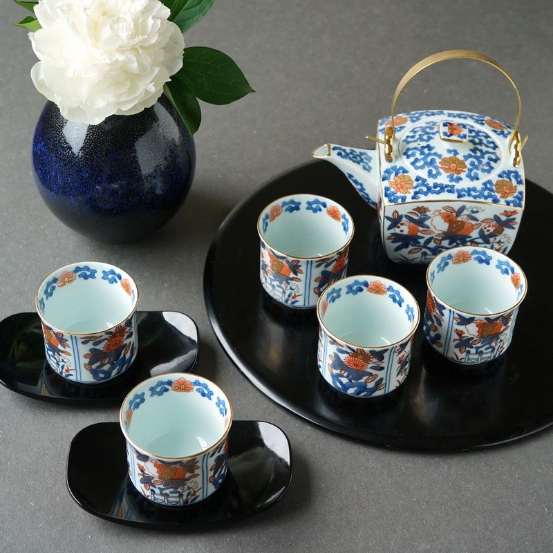 古伊万里シリーズ 【波佐見焼】古伊万里柘榴 土瓶 茶器揃〈土瓶1個 