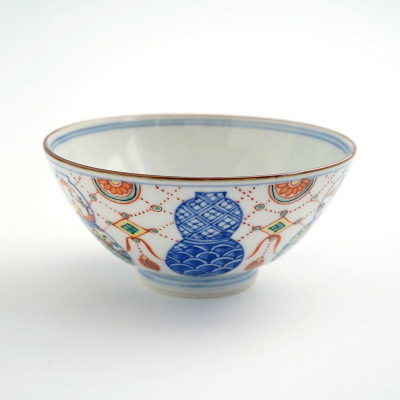 飯碗（茶碗） 【京焼・清水焼】色絵六瓢瓔珞飯茶碗（大）〈1個〉 |皿や 