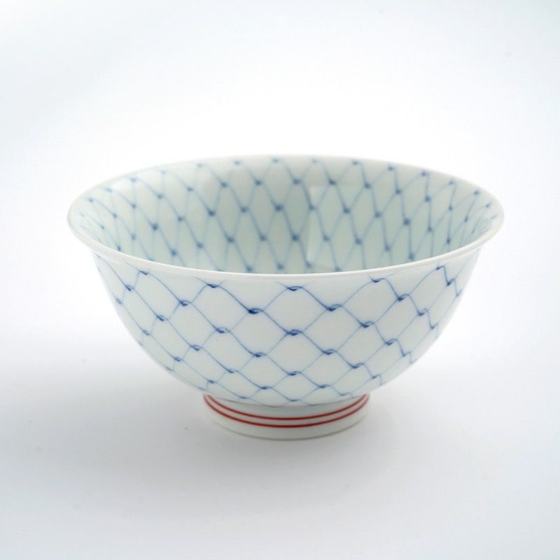 波佐見焼・三川内焼（長崎県） 【波佐見焼】極細網絵 飯碗（赤）〈1個