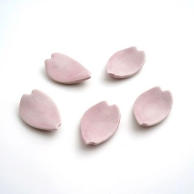京焼・清水焼 箸置き 【京焼・清水焼】ピンク桜 花びら形箸置〈5個