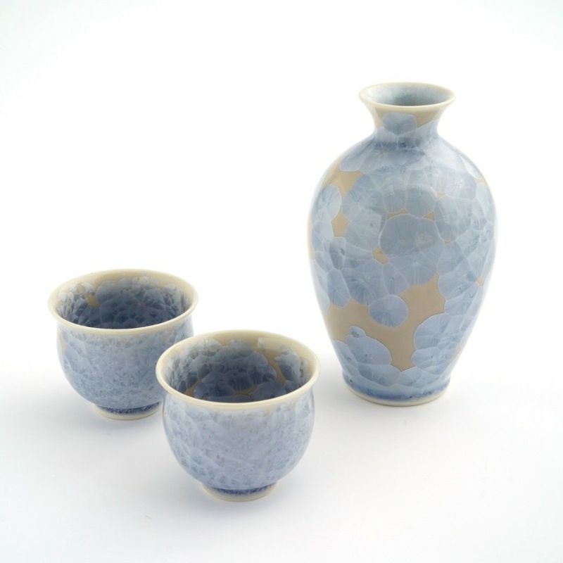 花結晶 【京焼・清水焼】花結晶 お預け酒器（銀藤）〈徳利1個・ぐい呑2