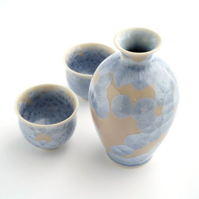 花結晶 【京焼・清水焼】花結晶 お預け酒器（銀藤）〈徳利1個・ぐい呑2