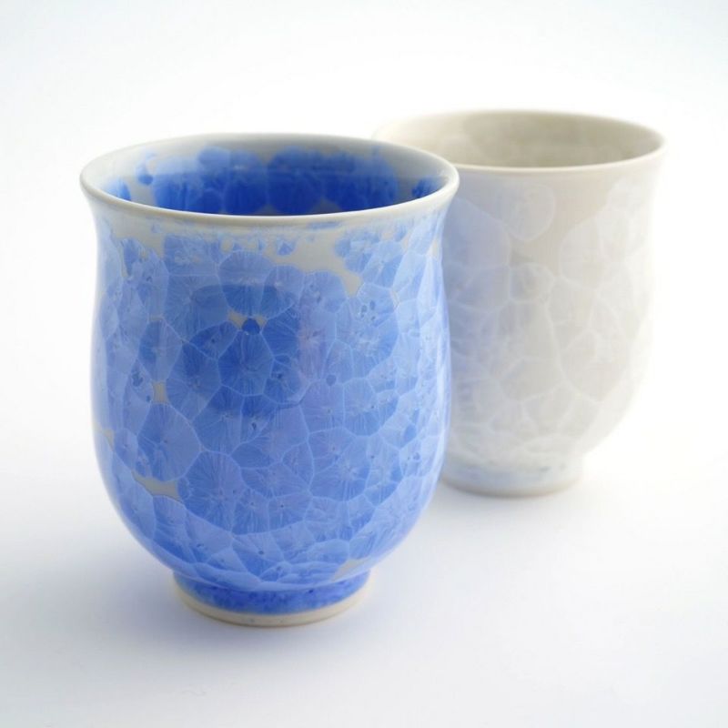 花結晶 【京焼・清水焼】花結晶 組湯呑（青・白）〈2個〉 |皿や鉢など