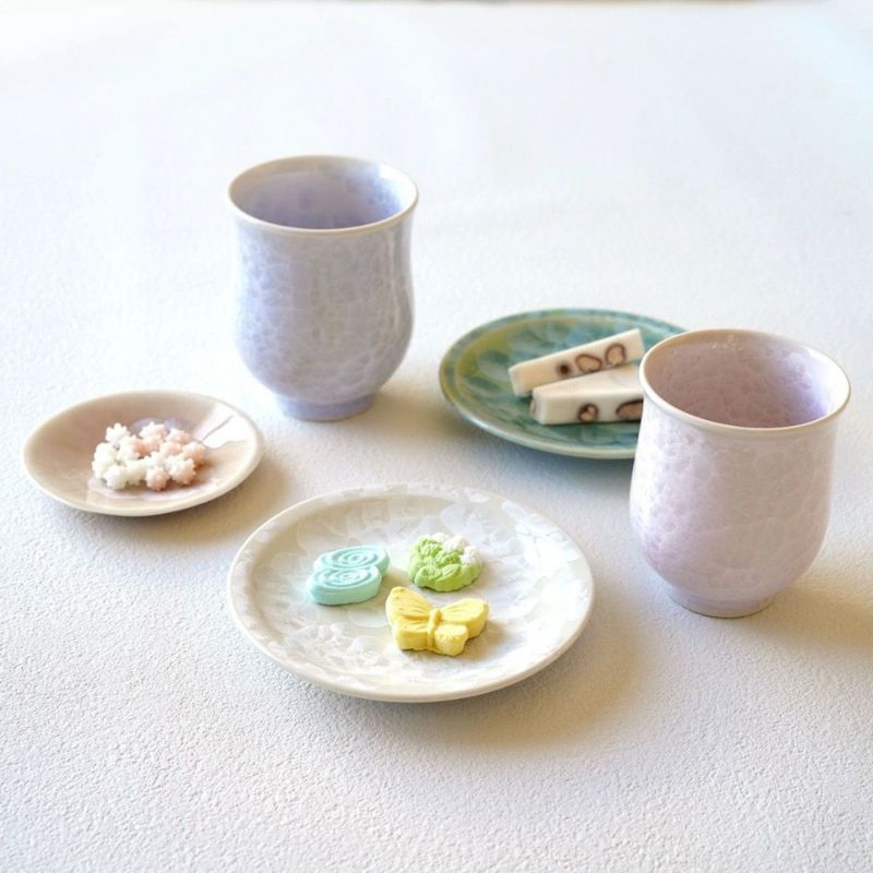 花結晶 【京焼・清水焼】花結晶 湯呑（ピンク）〈1個〉 |皿や鉢など和