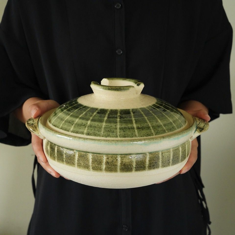 萬古焼（三重県） 【萬古焼】織部十草 8号（直火のみ）〈1個〉 |皿や鉢