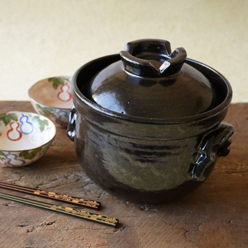 シリーズ以外・その他 黒釉 ご飯鍋（三合）〈1個〉 信楽焼 |皿や鉢など