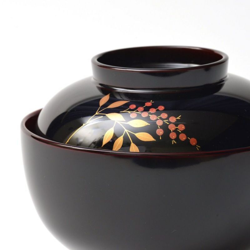越前塗（福井県） 【越前塗】南天 溜 雑煮椀〈1個〉 |皿や鉢など和食器