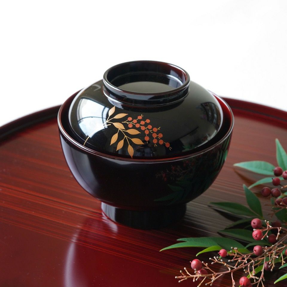 越前塗（福井県） 【越前塗】南天 溜 雑煮椀〈1個〉 |皿や鉢など和食器