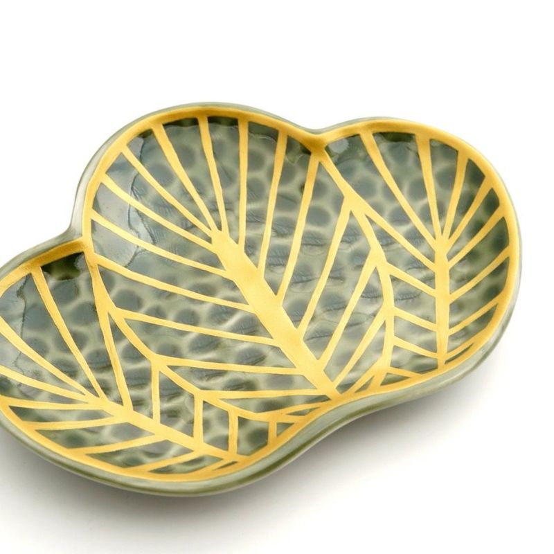 ロールセリニャック　リモージュ　エンパイヤコレクション　金彩葉柄　小皿　スクエア やちむん 陶眞窯 四角皿 花ぐ～線彫（8.5㎝）3種 - やちむん・琉球