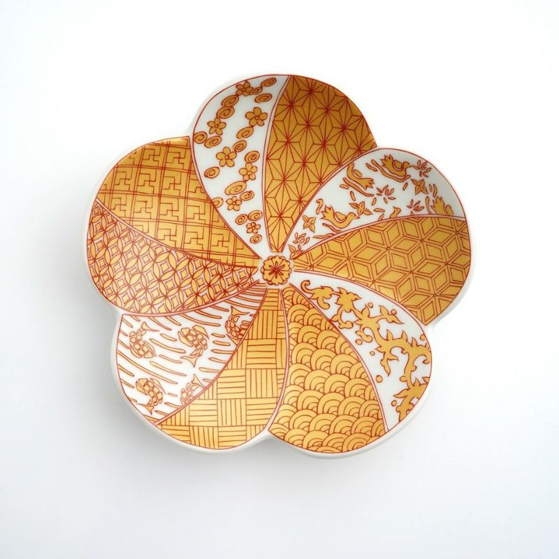 有田焼・伊万里焼（佐賀県） 【有田焼 幸楽窯】錦金彩祥瑞捻梅形 小