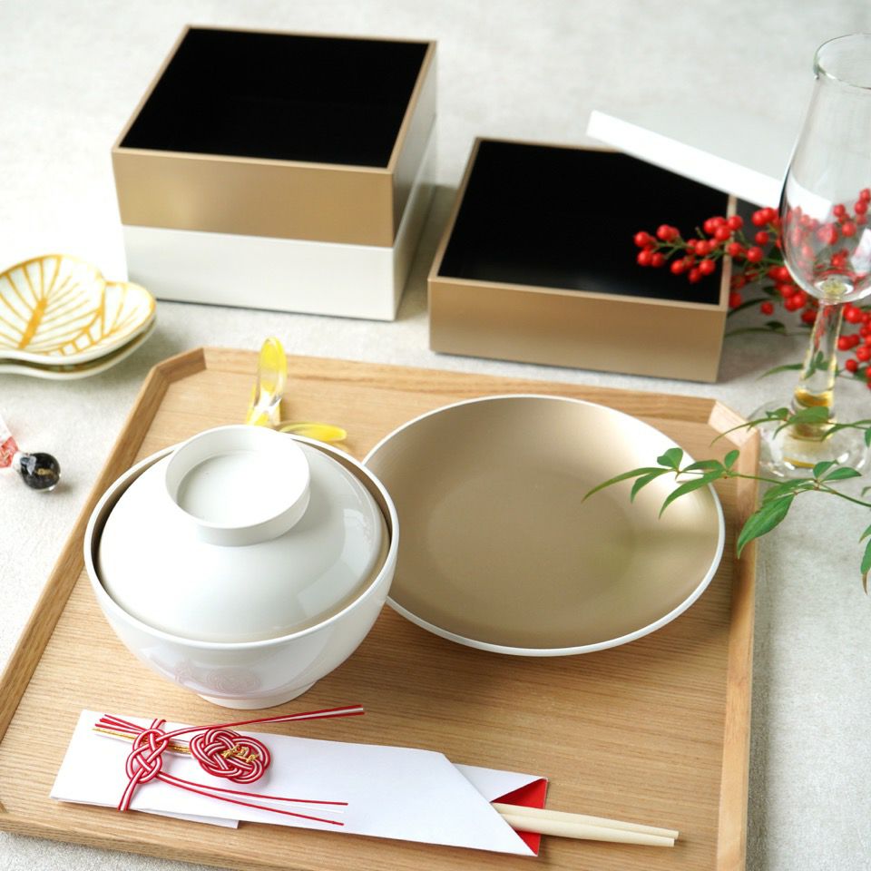 シリーズ以外・その他 SHIRONERI 三段重 シャンパンゴールド〈1組