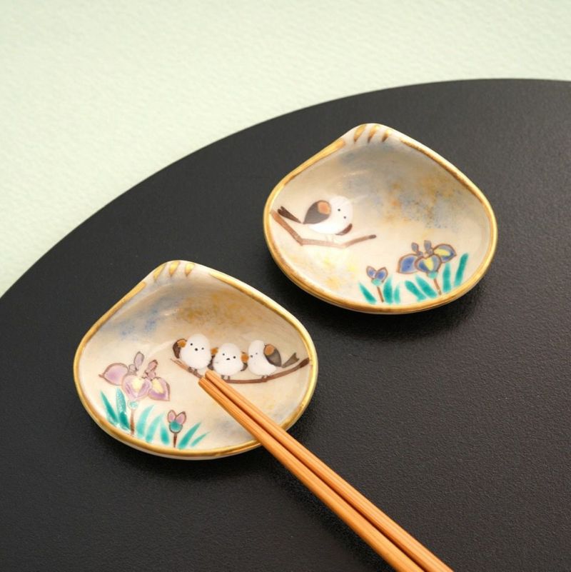 京焼・清水焼（京都府） 【京焼・清水焼】シマエナガ菖蒲 貝形 ペア箸