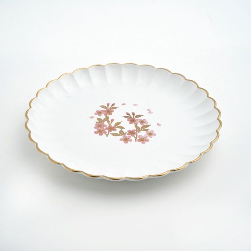 さくら漆器 【山中塗】さくら5.5 フラワー彩り皿揃（白/ピンク）〈5枚