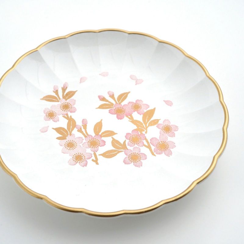 さくら漆器 【山中塗】さくら3.5 フラワー小皿揃（白/ピンク）〈5枚