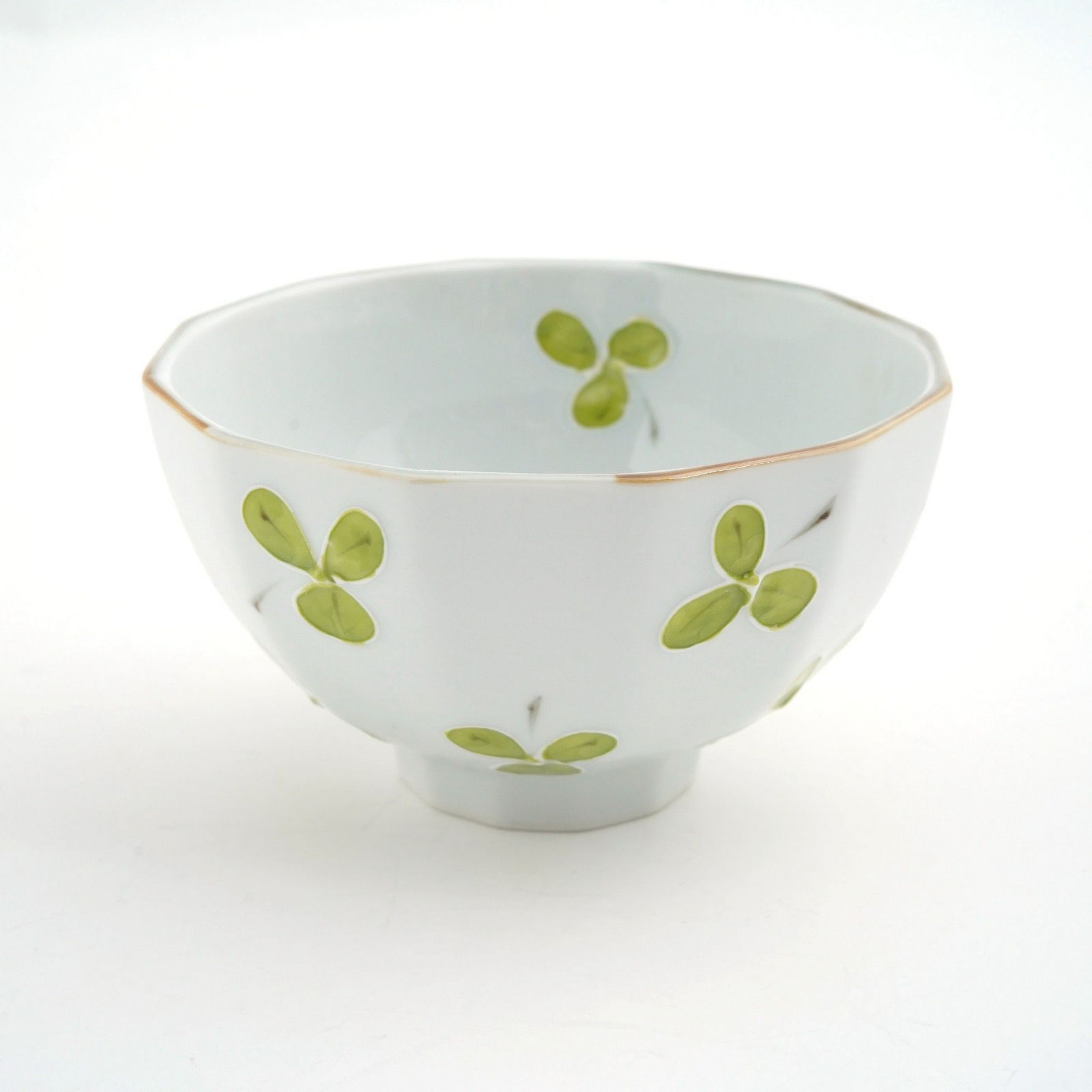 有田焼・伊万里焼（佐賀県） 【有田焼】クローバー 面取飯碗（緑）〈1