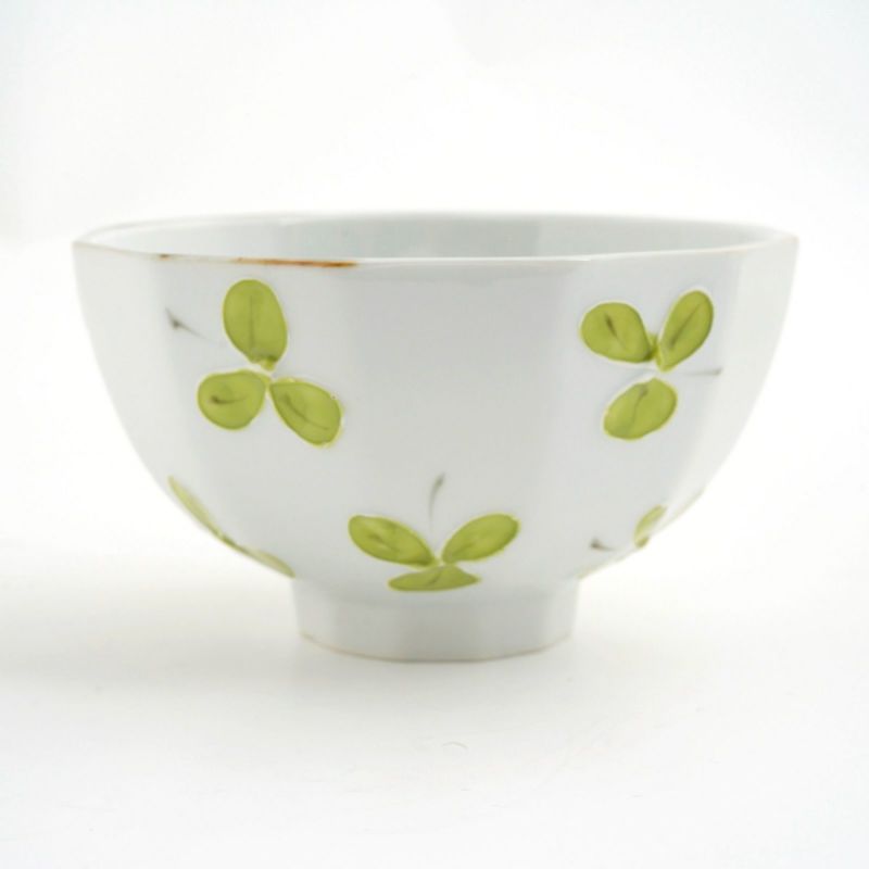 有田焼・伊万里焼（佐賀県） 【有田焼】クローバー 面取飯碗（緑）〈1