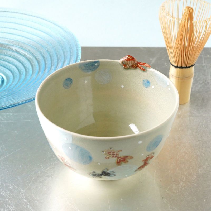 入荷なう 京焼・清水焼（京都府） 【京焼・清水焼】金魚 抹茶碗〈1個 工芸品