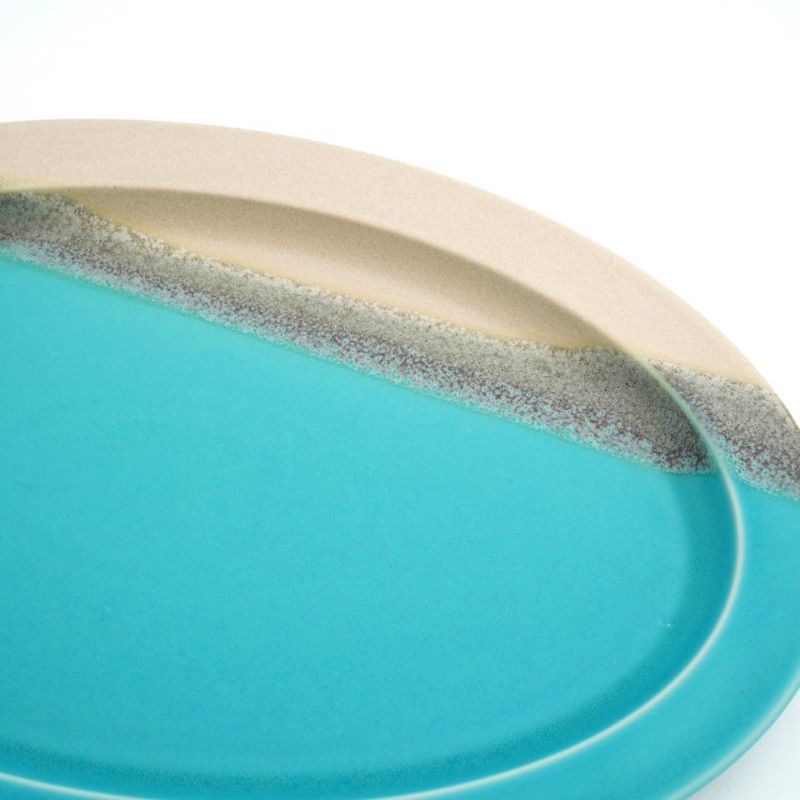 アンティーク ジアン Gien「MAI」オーバル皿 青絵・花と蝶 GIEN ジアン