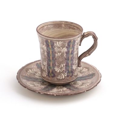 【森里陶楽】紫彩華紋 竹華マグカップソーサー〈1組〉