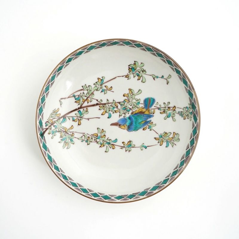 九谷焼　新品　4.2号皿揃　花鳥絵変り　小皿　5枚 4.2号皿揃 古九谷風花鳥絵変り